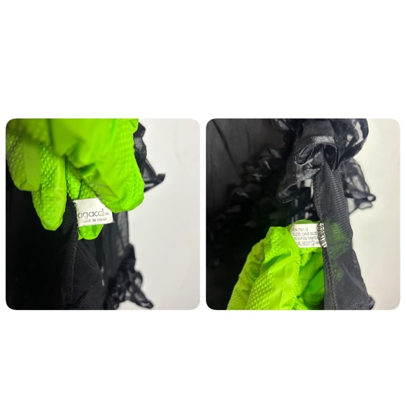 Vintage 80s/90s black mesh semi sheer ruffle mini dress nighty lingerie one size - Picture 7 of 8